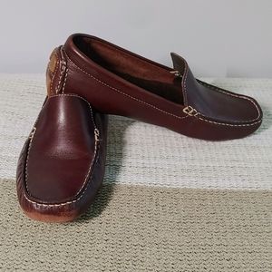 Brown leather driving loafers